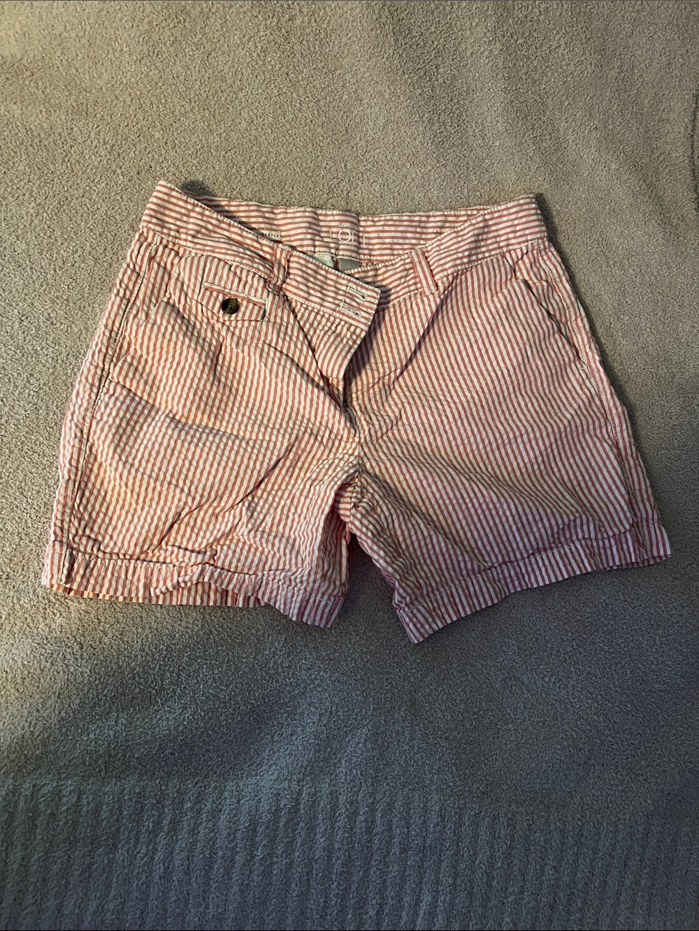 LOFT Pink and White Seersucker Striped Shorts